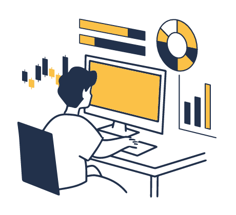 パソコンで作業をしている人物のイラスト