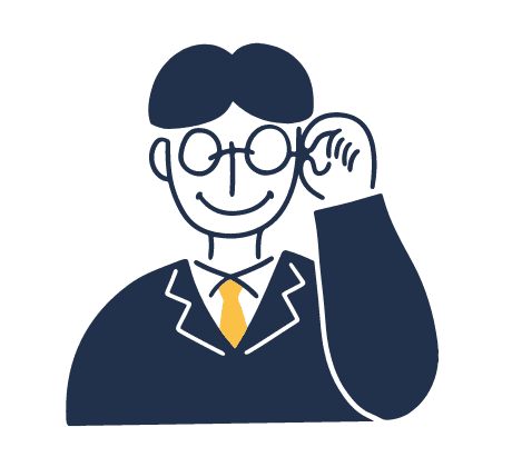 前を向いて話している人物のイラスト