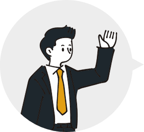 黄色いネクタイを締めて手を挙げているビジネスマンのイラスト