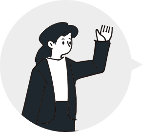 黒いジャケットを着て手を挙げている女性のイラスト