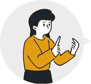 黄色いトップスを着てスマートフォンを操作している人物のイラスト